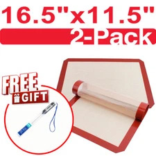 2X Silicone Baking Mat Oven Non Stick Pastry Cake Sheet Free Cooking Thermometer