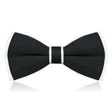 Bow Ties for Men, Pre Tied Bow Tie Solid Color Mens Bow Tie Formal Black&white
