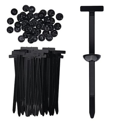 100 Pcs Nylon Universal Cable Tie Buckle for Car, T Style Automotive Zipper Clip