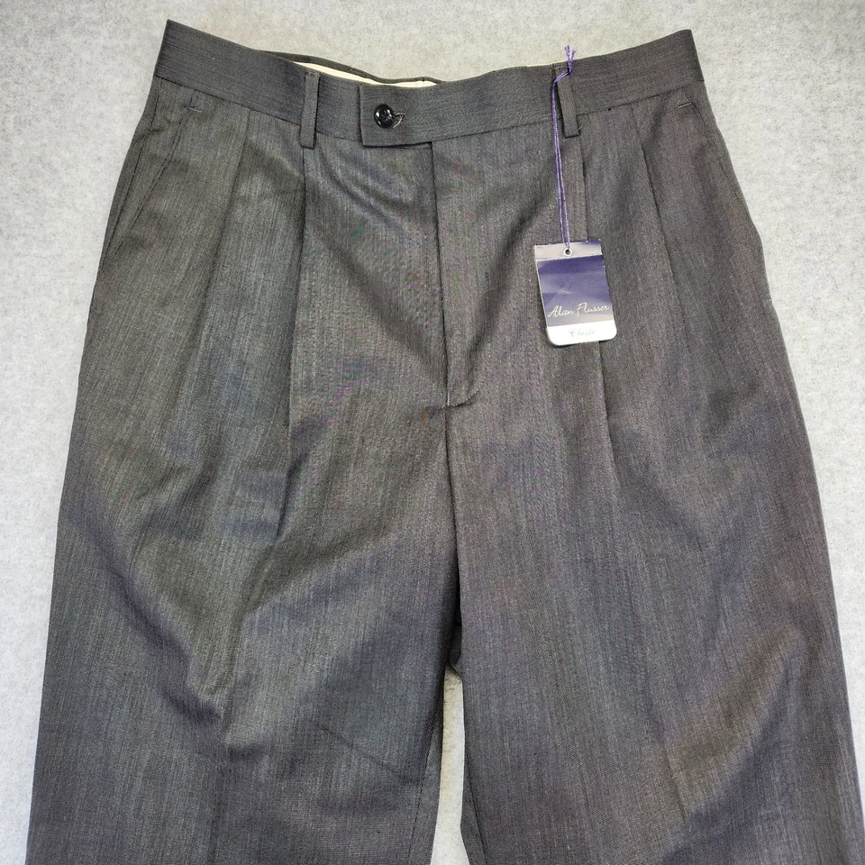 Lote de 2 NUEVO Pantalones de Vestir Alan River Para Hombres 32x30 Puño Plisado Clásico Gris Taupe Foto 3 de 4