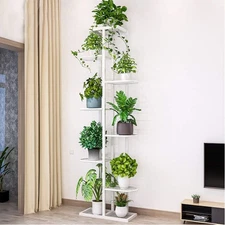 8-Tier Plant Stand for Indoor & Outdoor, Duty Metal Flower Shelf, White