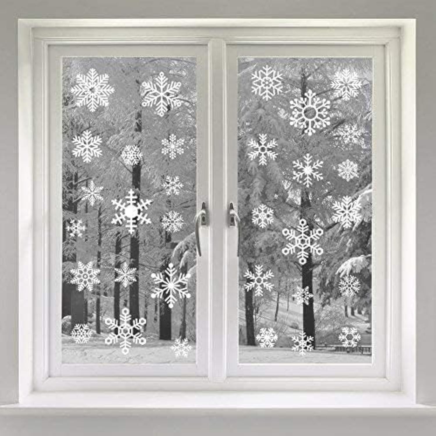 VEYLIN 48 Snowflake Window Clings Christmas Snow Flakes Stickers Style3