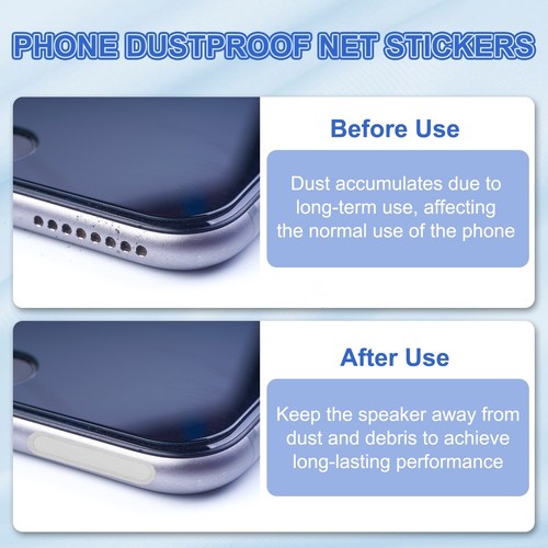10 Pcs 0.87"x0.2" Phone Dustproof Net Sticker Speaker Cover with Tweezer Silver - Photo 5 sur 7