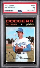 1971 Topps Baseball Card JIM BREWER #549 Los Angeles Dodgers PSA 7