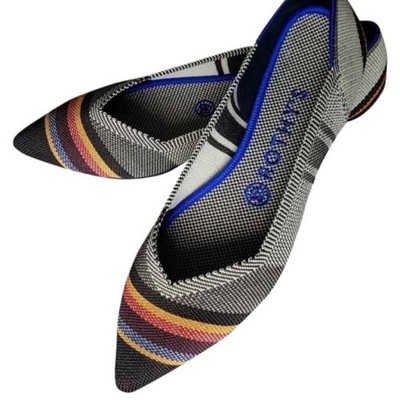 ROTHY'S The Point Inverse Stripe Multicolor Ballet Flats Shoes W 9.5 Retired