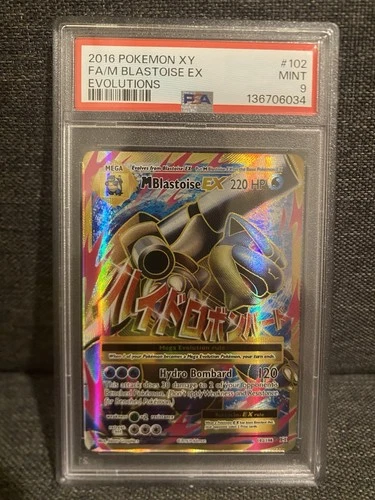 M Blastoise EX Evolutions Full Art Ultra Rare Holo Card 102/108 PSA 9