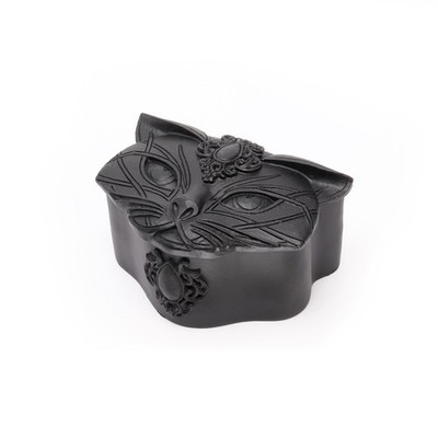 Alchemy Gothic Black Sacred Cat Trinket & Jewelry Box w/ Lid Kitty Pagan Wiccan