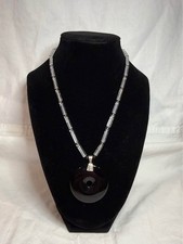 Sterling Silver 925 Clear Glass & Black Glass...