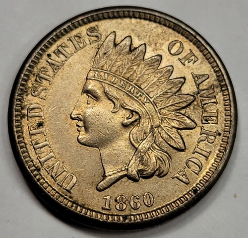 1860 1c Indian Head Cent Amazing AU+ Nice Luster Genuine Small Spot *M279