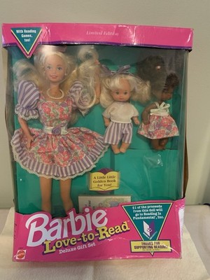 Vintage Mattel Barbie & Kelly Doll Love To Read Giftset NRFB 1992 Golden Book