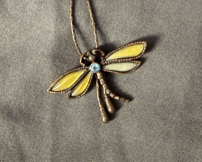 Vintage 1928 Dragon Fly lariet necklace copper classic style elegant necklace