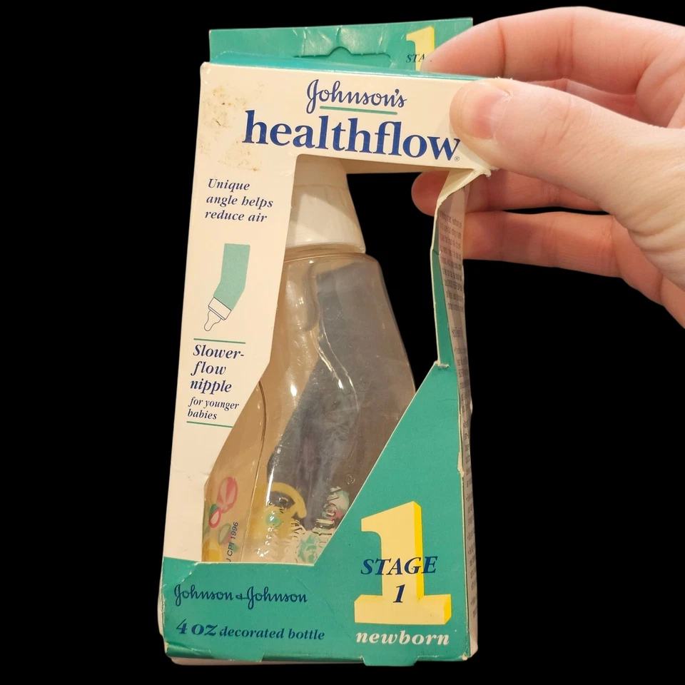 De Colección Años 90 Johnsons Healthflow Biberones Angulados 4 OZ Recién Nacido Conjunto De 2 Transparente NUEVO Foto 3 de 4