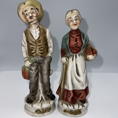 VINTAGE LOT PORCELAIN CERAMIC OLD COUPLE FIGURINES MAN & WOMAN