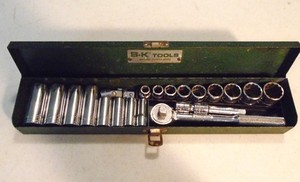 SK S-K Tools Complete 3/8" dr. SAE Deep/Short Socket Set w/Metal Box USA