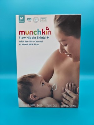 Munchkin Flow Nipple Shield 20mm See-Thru Breastfeeding Aid Size M Baby Care