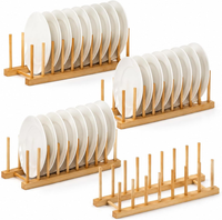 Abtropfgestell TellerstäNder 4 StüCk Holz Bambus Bamboo Bambusregal KüChe