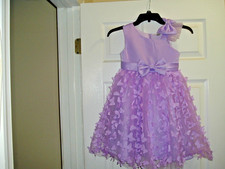 Girls Sz 8 Lavender Party Dress w/Mesh Butterflies Lining Belt Bows and Zipper