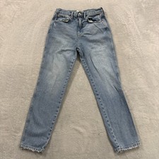 We The Free People Jeans 26 High Rise Slim Light Wash Raw Hem Ankle Y2K