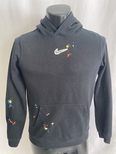Nike Hoodie Youth Size XL Center Swoosh Black Paint Splatter Pullover EUC