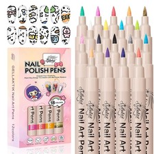 18 Colors Nail Art Pens Set, 3D Polish Quick-Drying Acrylic grey
