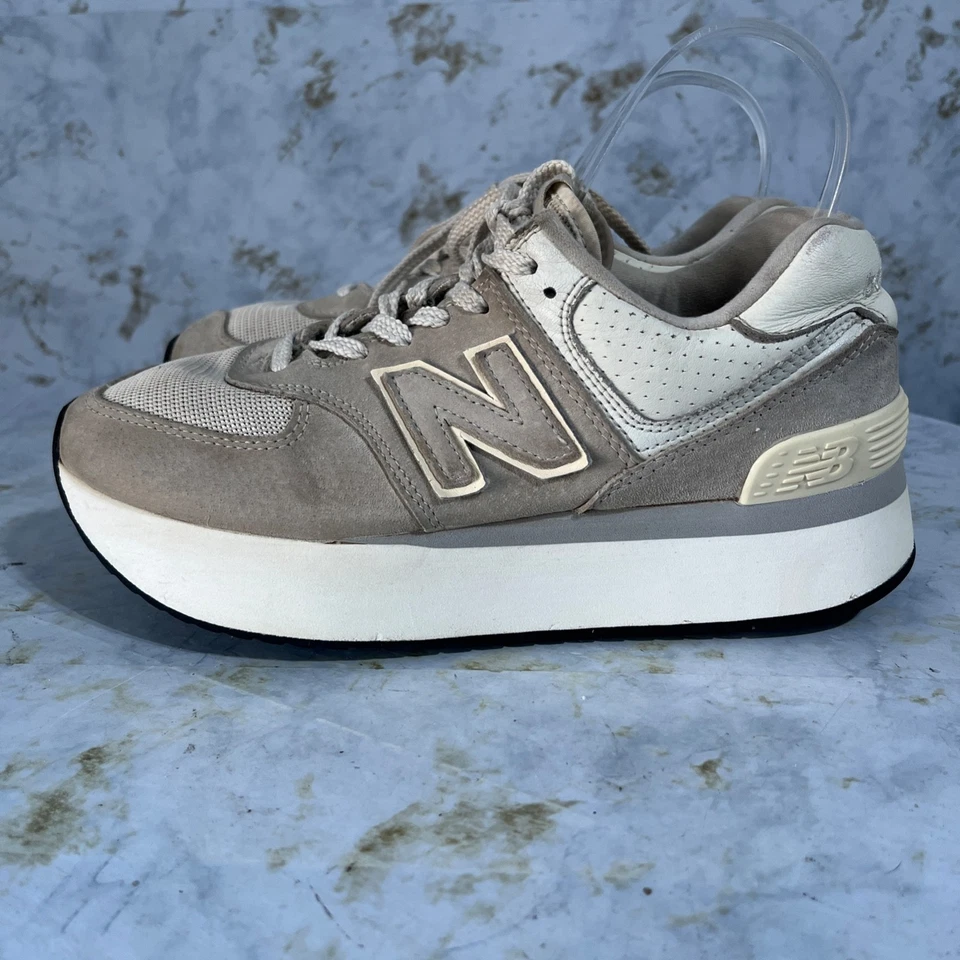 New Balance 574 Plataforma Mujer Talla 9.5 Zapatos Beige Clásico Entrenador Tenis Foto 4 de 4