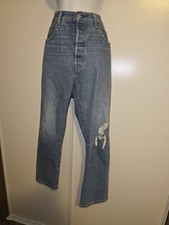 Levi's Premium 501 Original Button Fly Jeans Distressed Medium Wash W31 L26