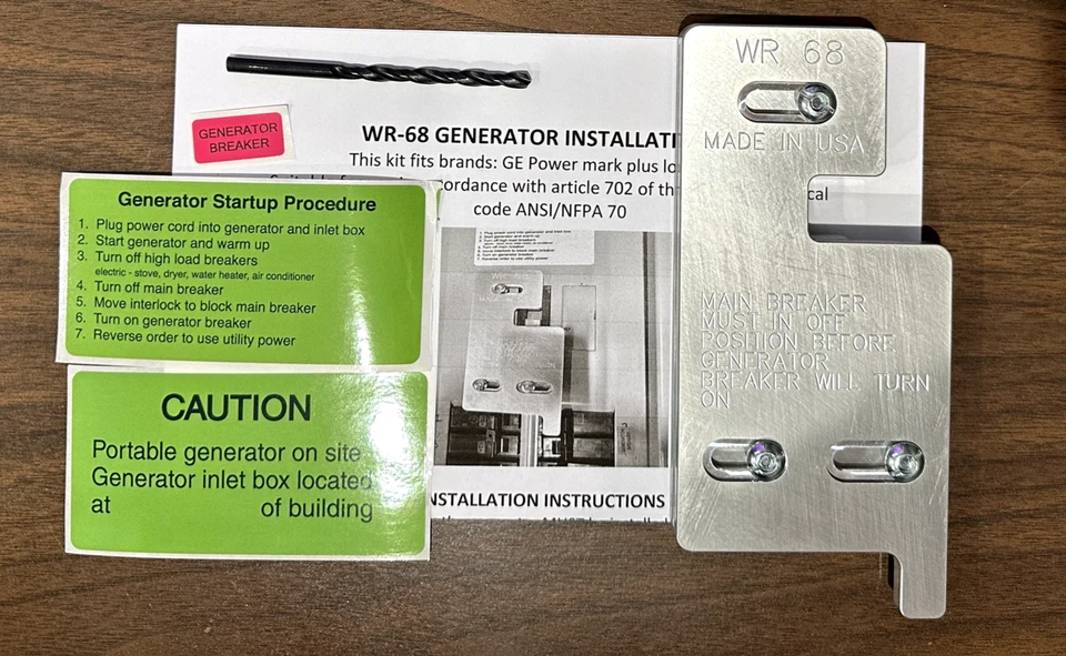 Kit de bloqueo de generador WR68 marca de alimentación más centro de carga Foto 2 de 2