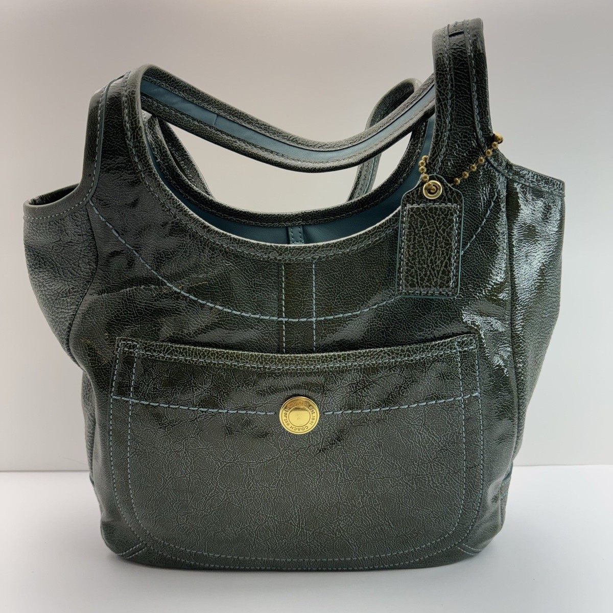 Coach Ergo Patent Leather Pleated Hobo – Apple Green Coach Ergo Bags for sale | eBay main image 4