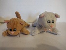 2 Tonka Pound Puppies Purries White Grey And Brown Cat Kitty Plush Animal Vtg