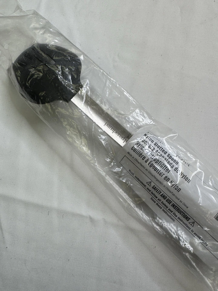 Pampered Chef Stainless Steel 13" Slotted Spoon No Rolling Handle Metal Nylon PC - Image 2 of 3