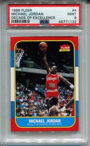 '96 Decade Michael Jordan 1986 Fleer Basketball Rookie Card Replicate PSA 9 MINT