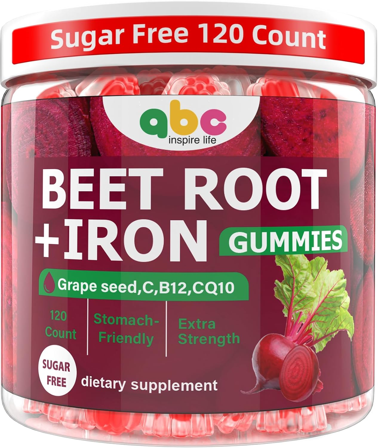 Beet Root Gummies 100Mg – Red Beet Chewables with Grape Seed, Coq10, Vitamin C,
