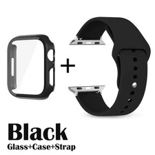 Silicone Watch Band Strap Glass Case For Apple Watch 11 10 9 8 7 6 5 4 3 2 1 SE