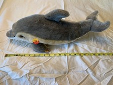 STEIFF 063350 Vintage Finny the Dolphin 21" Plush - Button Tag