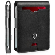Mens Slim Wallet with Money Clip RFID Blocking Bifold Credit Card Holder for ...