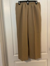 Women's Alfred Dunner Tan Pull-On Straight-Leg Pants 14P Side Pockets -B7