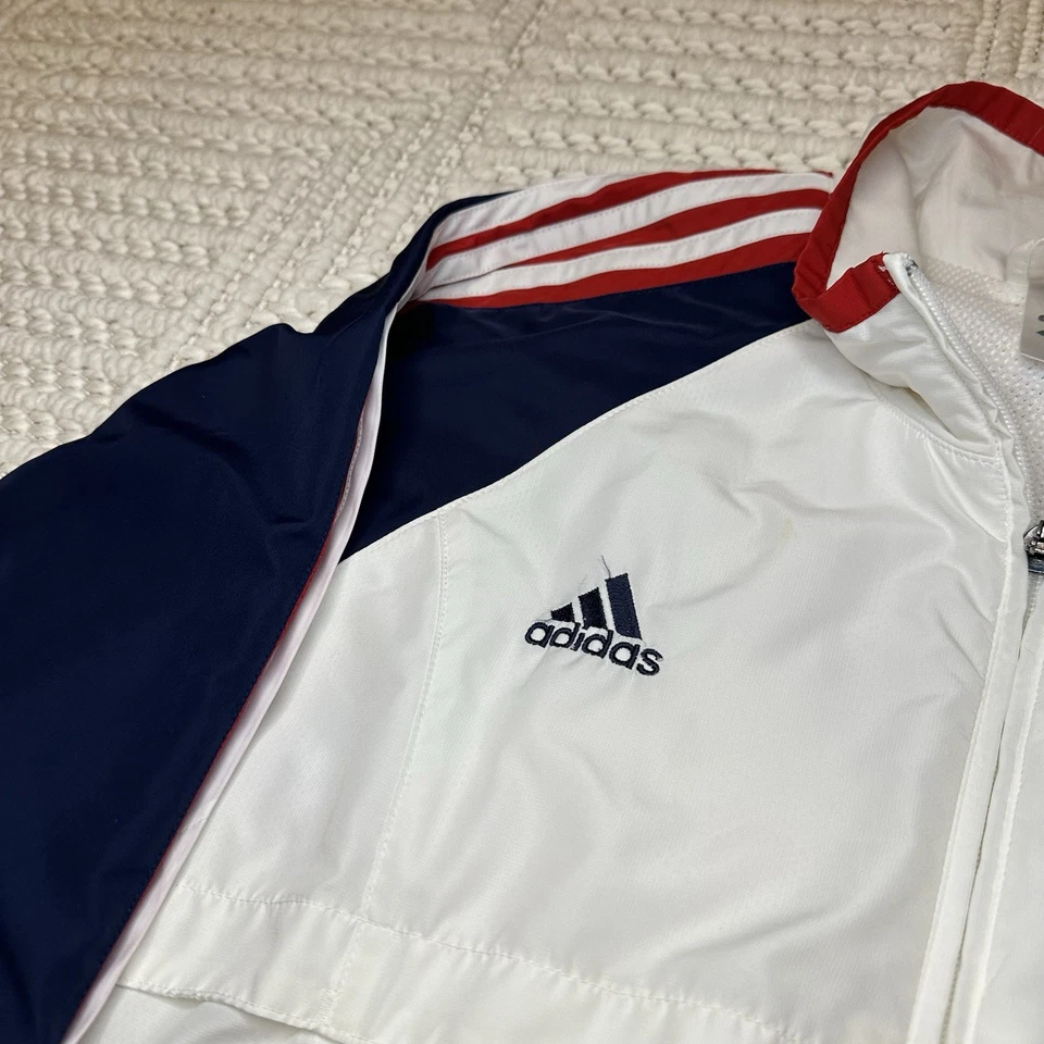 Chaqueta cortavientos Adidas de los Juegos Olímpicos de Atenas 2004 rara para hombre grande EE. UU. Foto 4 de 4