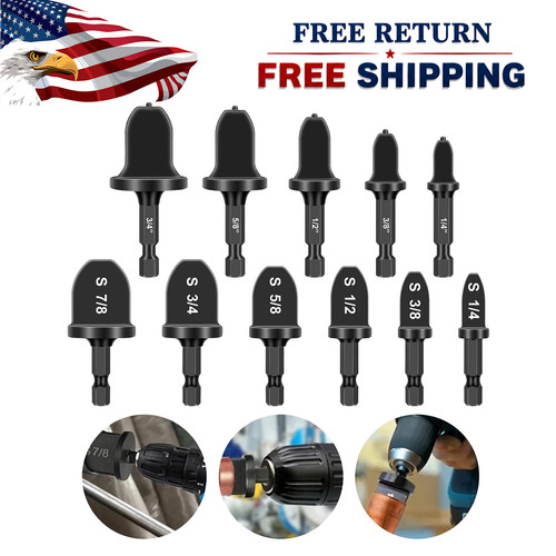 11 Swaging Drill Bit Tool Set HVAC Repair Kit Copper Pipe Flaring Tube Expander