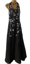 Vtg Y2K Aspeed Dress Halter Long Fairy WhimsiGotth Beaded Flower App S Prom Hoco