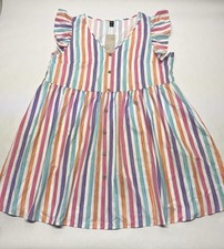 NWT Rainbow Stripe Flutter Sleeve Babydoll Dress Plus Size 3XL Girly Boho Spring