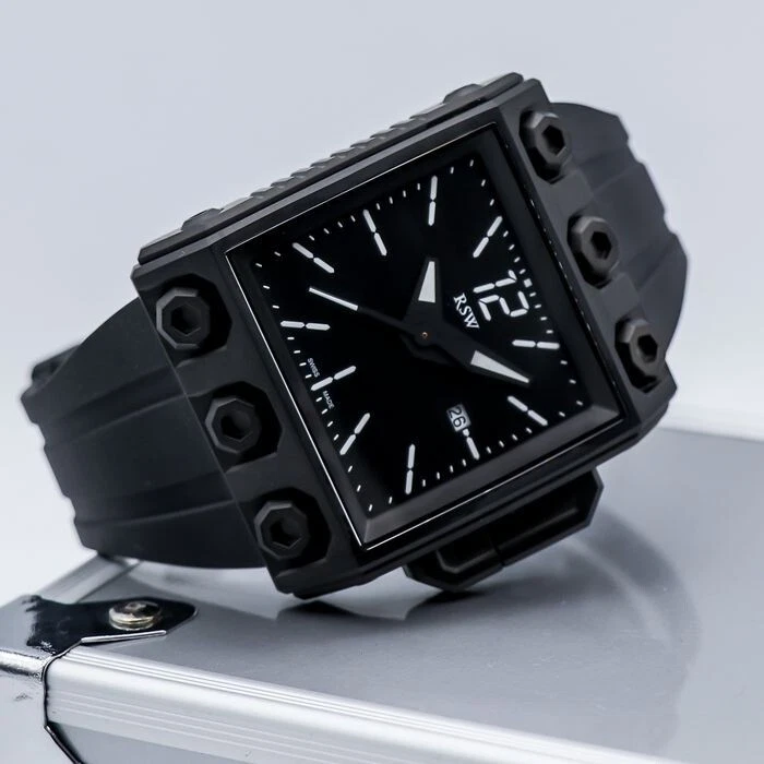 RSW Outland 3H Swiss ETA 2824 Automatic Watch Black Limited Edition 44mm Foto 3 de 4