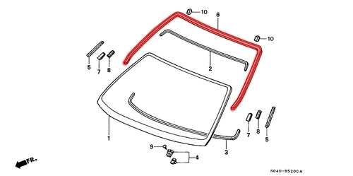 Front windshield molding weatherstrip rubber seal for Honda Civic EK 4D 96-00 - Picture 7 of 8