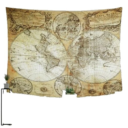 World Map Art Tapestries