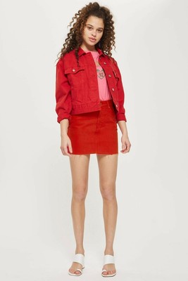 red denim jacket topshop