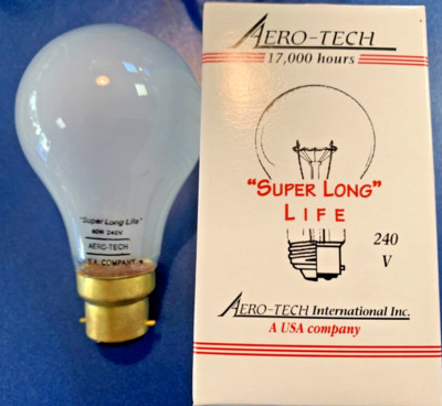 AERO-Tech ''Super Long Life'' 17,000 hours  B22D 60W GLÜHLAME  Matt Glühbirne