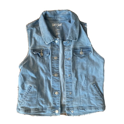 Cat \u0026 Jack Girls Jean Jacket Vest Blue 