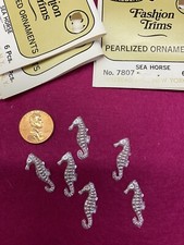 Vintage Plastic White Pearl Seahorses - Flat Back - 18 Pieces