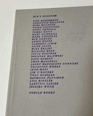 Kim Gordon Kim's Bedroom Book & CD sonic youth record book With