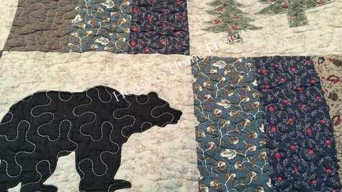 MOUNTAIN HIGHLANDS 1pc King QUILT : BLACK BEAR BROWN BUCK DEER LODGE CABIN - Picture 4 of 6