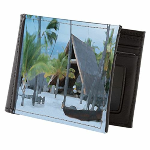Tropical Hut Leather Wallet for Men Stylish & Durable  -image